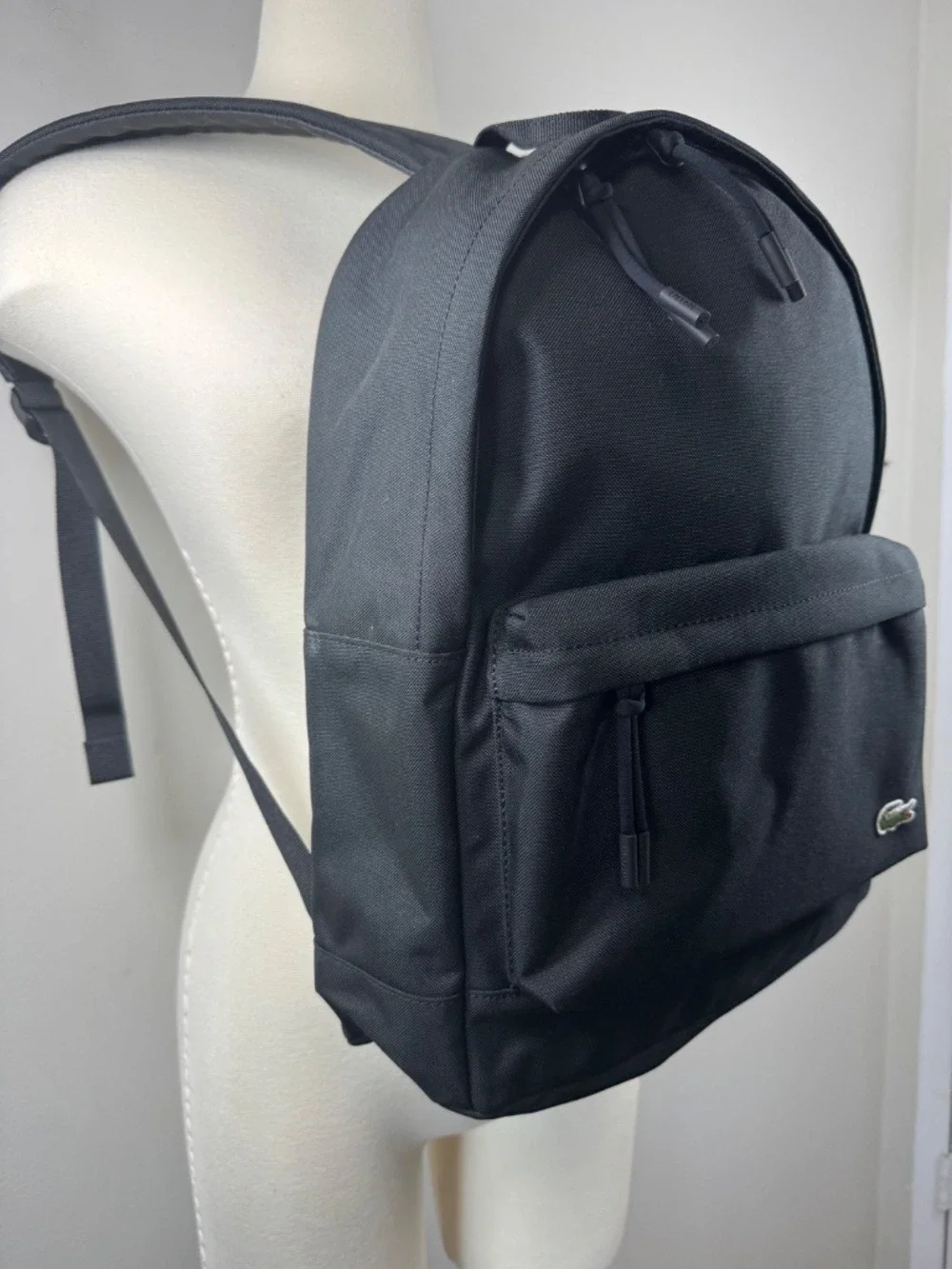 Lacoste Black Backpack with Green Croc Logo NWT